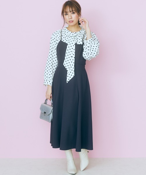 marun(マルン)の「<大きいサイズ> 肩ひもパール調パーツ付きキャミワンピース marun(ワンピース・レディース・ダークネイビー/ピンク/ベージュ・3L/4L/5L/L/LL)」の20枚目の写真