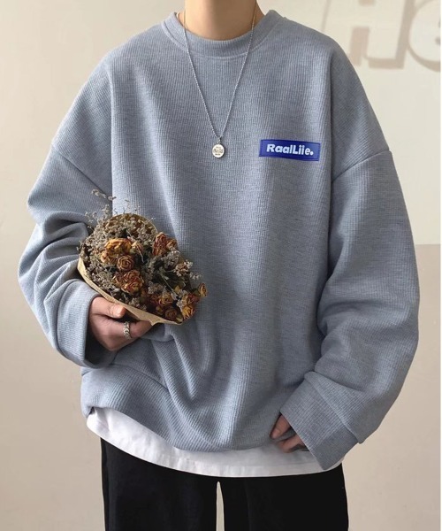 NEW GENTLEMAN(ニュージェントルマン)の「ハレイワサーマル オーバーサイズ カットソー ロンT(Tシャツ/カットソー・メンズ・グレー/ブラック/ホワイト/ブルー・M/L/XL)」の3枚目の写真