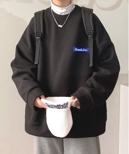 NEW GENTLEMAN(ニュージェントルマン)の「ハレイワサーマル オーバーサイズ カットソー ロンT(Tシャツ/カットソー・メンズ・グレー/ブラック/ホワイト/ブルー・M/L/XL)」の1枚目の写真