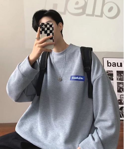 NEW GENTLEMAN(ニュージェントルマン)の「ハレイワサーマル オーバーサイズ カットソー ロンT(Tシャツ/カットソー・メンズ・グレー/ブラック/ホワイト/ブルー・M/L/XL)」の20枚目の写真