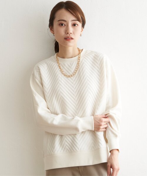 ikka（イッカ）の「ふくれジャガード切り替えプルオーバー（Tシャツ/カットソー・レディース・オフホワイト/チャコールグレー・S/L/M）」の18枚目の写真