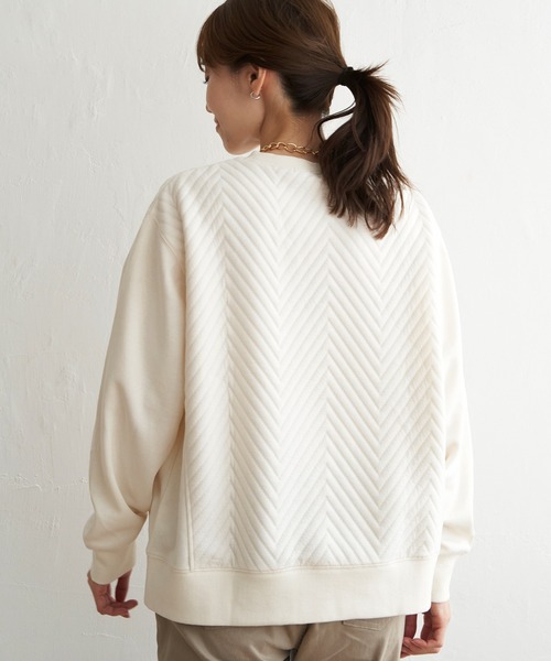 ikka（イッカ）の「ふくれジャガード切り替えプルオーバー（Tシャツ/カットソー・レディース・オフホワイト/チャコールグレー・S/L/M）」の8枚目の写真