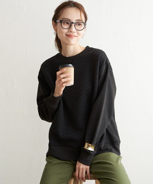 ikka（イッカ）の「ふくれジャガード切り替えプルオーバー（Tシャツ/カットソー・レディース・オフホワイト/チャコールグレー・S/L/M）」の17枚目の写真