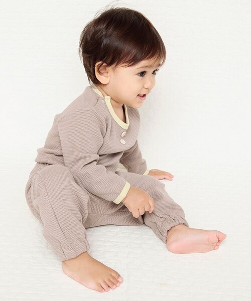 BRANSHES(ブランシェス)の「【WEB限定/ベビー/綿100%やわらかワッフル】ロングパンツ(その他ベビーウェア・キッズ・アイボリー/グレイッシュベージュ/ライトピンク/ピンク・80/70)」の6枚目の写真