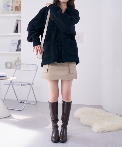 U.S. POLO ASSN.（ユーエスポロアッスン）の「U.S. POLO ASSN. ボアフリースカーディガン PLM33313（カーディガン/ボレロ・レディース・ベージュ/ネイビー/ブラック・M）」の20枚目の写真