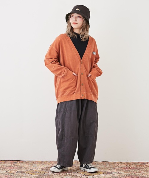 CUBE SUGAR（キューブシュガー）の「ミニ裏毛スウェットVネックカーディガン（カーディガン/ボレロ・レディース・グリーン/スミクロ/オレンジ/オートミール・M）」の5枚目の写真