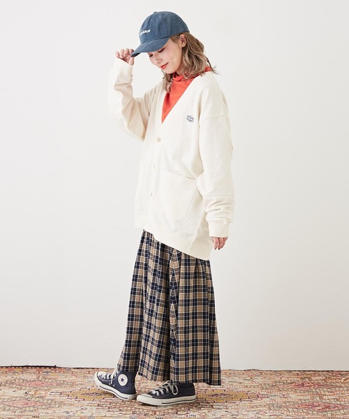 CUBE SUGAR（キューブシュガー）の「ミニ裏毛スウェットVネックカーディガン（カーディガン/ボレロ・レディース・グリーン/スミクロ/オレンジ/オートミール・M）」の13枚目の写真