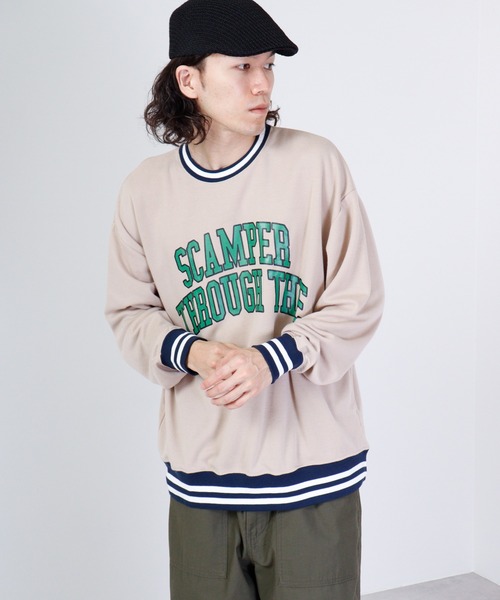 FUNALIVE(ファンアライブ)の「Print line rib Sweat / アメカジ プリント ラインリブスウェットトレーナー unisex(スウェット・メンズ・グレー系/杢グレー/チャコール/ベージュ/ネイビー/グリーン/ブラック/ホワイト・L/M/XL)」の6枚目の写真