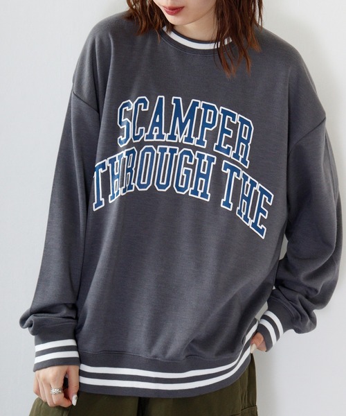 FUNALIVE(ファンアライブ)の「Print line rib Sweat / アメカジ プリント ラインリブスウェットトレーナー unisex(スウェット・メンズ・グレー系/杢グレー/チャコール/ベージュ/ネイビー/グリーン/ブラック/ホワイト・L/M/XL)」の4枚目の写真