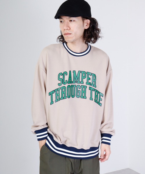 Print line rib Sweat / アメカジ プリント ラインリブ