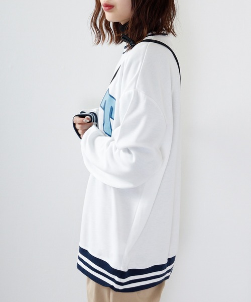 FUNALIVE(ファンアライブ)の「Print line rib Sweat / アメカジ プリント ラインリブスウェットトレーナー unisex(スウェット・メンズ・グレー系/杢グレー/チャコール/ベージュ/ネイビー/グリーン/ブラック/ホワイト・L/M/XL)」の10枚目の写真