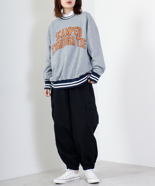 FUNALIVE(ファンアライブ)の「Print line rib Sweat / アメカジ プリント ラインリブスウェットトレーナー unisex(スウェット・メンズ・グレー系/杢グレー/チャコール/ベージュ/ネイビー/グリーン/ブラック/ホワイト・L/M/XL)」の21枚目の写真