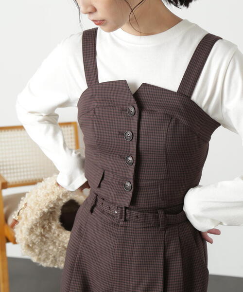 FREE'S MART（フリーズマート）の「◆＜セットアップ対応＞フロントボタン２ＷＡＹビスチェ（ベスト・レディース・ブラウン/グレー系その他/ブラック/ブラウン系その他・FREE）」の4枚目の写真