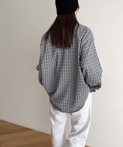 CANAL JEAN(キャナルジーン)の「choice_cnl オーバーサイズチェックシャツ(シャツ/ブラウス・レディース・ブルー/ブラック・ONE SIZE)」の8枚目の写真