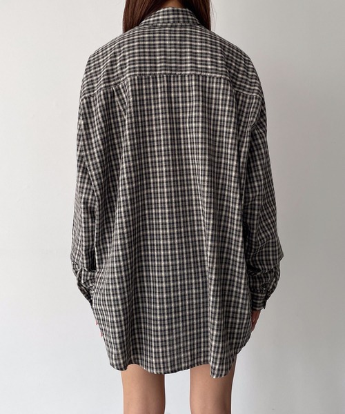CANAL JEAN(キャナルジーン)の「choice_cnl オーバーサイズチェックシャツ(シャツ/ブラウス・レディース・ブルー/ブラック・ONE SIZE)」の13枚目の写真
