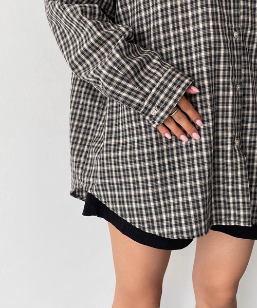 CANAL JEAN(キャナルジーン)の「choice_cnl オーバーサイズチェックシャツ(シャツ/ブラウス・レディース・ブルー/ブラック・ONE SIZE)」の15枚目の写真