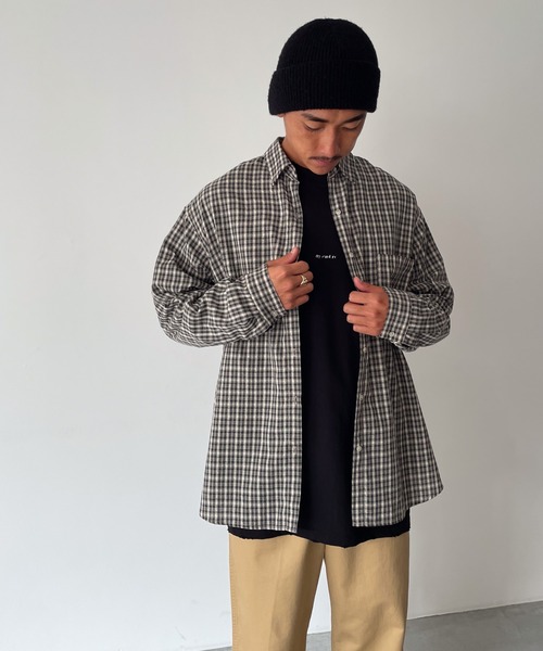 CANAL JEAN(キャナルジーン)の「choice_cnl オーバーサイズチェックシャツ(シャツ/ブラウス・レディース・ブルー/ブラック・ONE SIZE)」の16枚目の写真