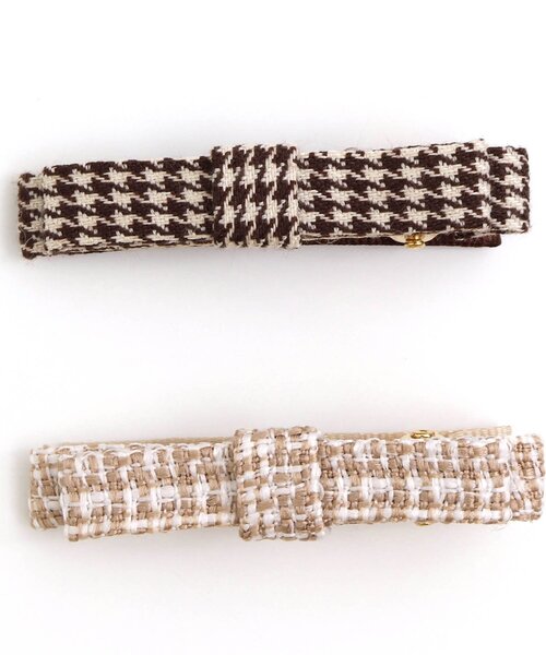 apres les cours（アプレレクール）の「ツイードリボンヘアクリップセット（ヘアピン・キッズ・ブラック/ブラウン・FREE）」の7枚目の写真