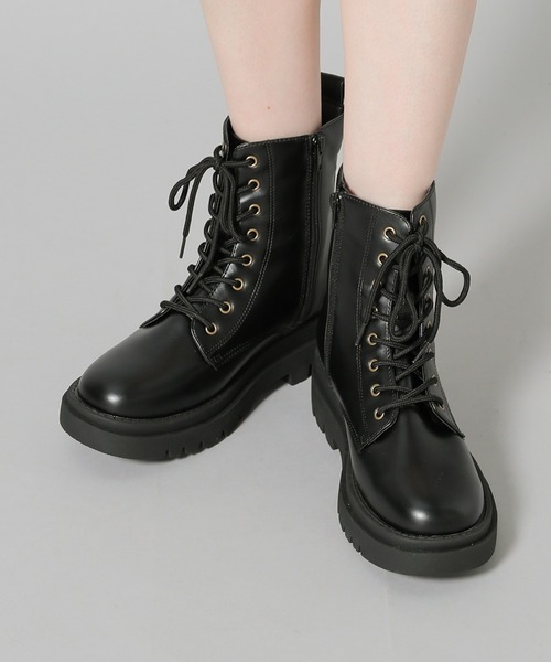 Honeys（ハニーズ）の「厚底レースアップブーツ（ブーツ・レディース・ブラック系その他2/ブラック系その他・M/L/LL/S）」の6枚目の写真