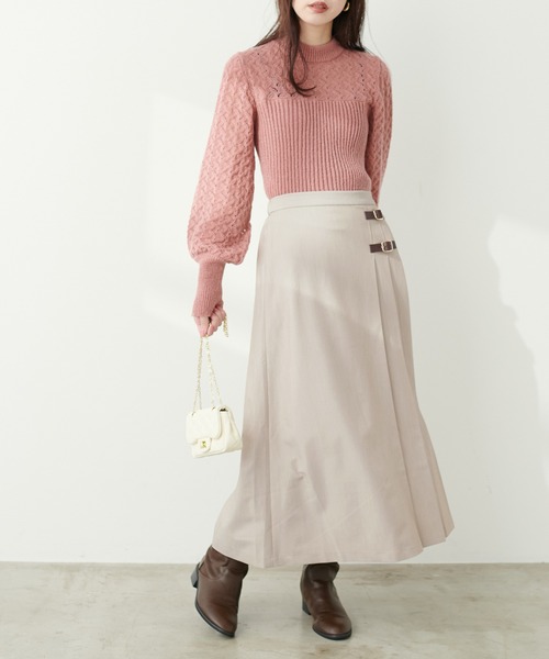 natural couture(ナチュラルクチュール)の「合皮ベルトデザインタックスカート(スカート・レディース・チャコールグレー/その他1/ライトベージュ/その他2・FREE)」の15枚目の写真