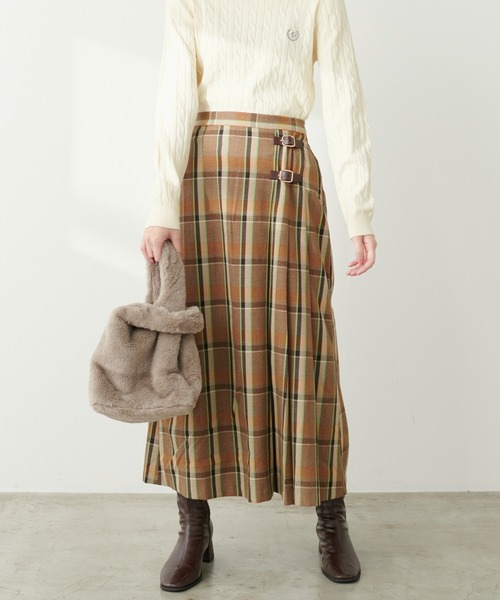 natural couture(ナチュラルクチュール)の「合皮ベルトデザインタックスカート(スカート・レディース・チャコールグレー/その他1/ライトベージュ/その他2・FREE)」の18枚目の写真