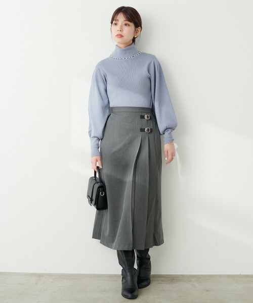 natural couture(ナチュラルクチュール)の「合皮ベルトデザインタックスカート(スカート・レディース・チャコールグレー/その他1/ライトベージュ/その他2・FREE)」の11枚目の写真