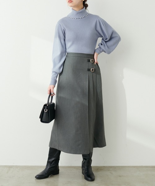 natural couture(ナチュラルクチュール)の「合皮ベルトデザインタックスカート(スカート・レディース・チャコールグレー/その他1/ライトベージュ/その他2・FREE)」の12枚目の写真