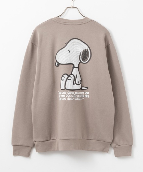 PEANUTS(ピーナッツ)の「PEANUTS SNOOPY 発泡プリントトレーナー(スウェット・メンズ・スミクロ/ベージュ・M/L/XL)」の2枚目の写真