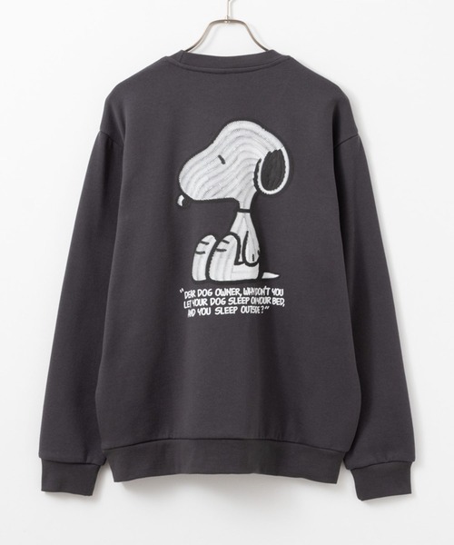 PEANUTS(ピーナッツ)の「PEANUTS SNOOPY 発泡プリントトレーナー(スウェット・メンズ・スミクロ/ベージュ・M/L/XL)」の1枚目の写真