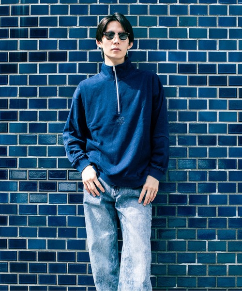 En serio TOKYO(エンソリオトーキョー)の「インディゴ染め裏毛 ハーフジップ スタンドネック トレーナー(スウェット・メンズ・インディゴブルー/スミクロ・L/M)」の7枚目の写真