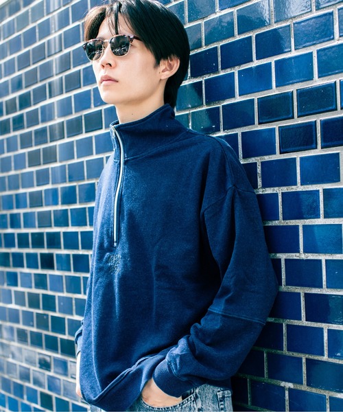 En serio TOKYO(エンソリオトーキョー)の「インディゴ染め裏毛 ハーフジップ スタンドネック トレーナー(スウェット・メンズ・インディゴブルー/スミクロ・L/M)」の10枚目の写真