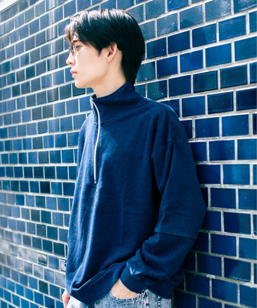 En serio TOKYO(エンソリオトーキョー)の「インディゴ染め裏毛 ハーフジップ スタンドネック トレーナー(スウェット・メンズ・インディゴブルー/スミクロ・L/M)」の11枚目の写真