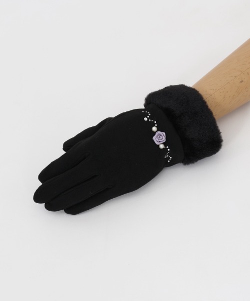 axes femme(アクシーズファム)の「巻き薔薇×ビジューライン手袋(手袋・レディース・ブラック/ワイン/ベージュ・FREE)」の9枚目の写真