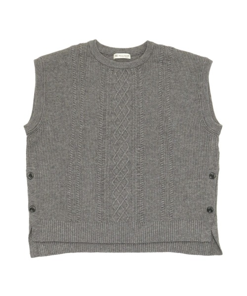 TOKYO SHIRTS（トウキョウシャツ）の「ケーブル柄　ニットベスト（ベスト・レディース・杢グレー/ネイビー/モカ・M/L）」の2枚目の写真