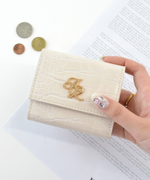 ALTROSE（アルトローズ）の「三つ折り財布 ミニウォレット ボックスコイン クロコ ミニ財布 ジョアンナ（財布・レディース・ピンク/ホワイト/ブラック・FREE）」の2枚目の写真