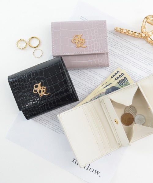 ALTROSE（アルトローズ）の「三つ折り財布 ミニウォレット ボックスコイン クロコ ミニ財布 ジョアンナ（財布・レディース・ピンク/ホワイト/ブラック・FREE）」の5枚目の写真