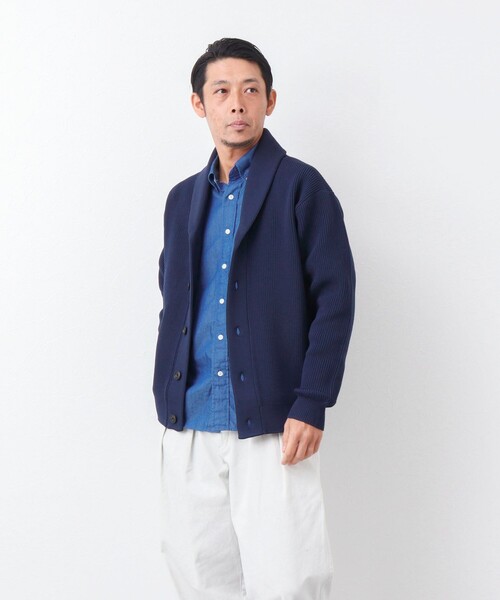 NOLLEY'S goodman（ノーリーズグッドマン）の「【WORK ABOUT/ワークアバウト】片畦ショールカラーカーディガン（カーディガン/ボレロ・メンズ・ベージュ/ネイビー/ブルー系その他・L/M）」の18枚目の写真