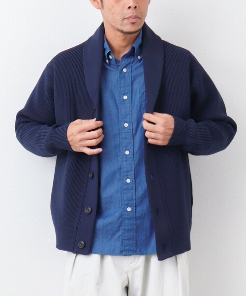 NOLLEY'S goodman（ノーリーズグッドマン）の「【WORK ABOUT/ワークアバウト】片畦ショールカラーカーディガン（カーディガン/ボレロ・メンズ・ベージュ/ネイビー/ブルー系その他・L/M）」の19枚目の写真