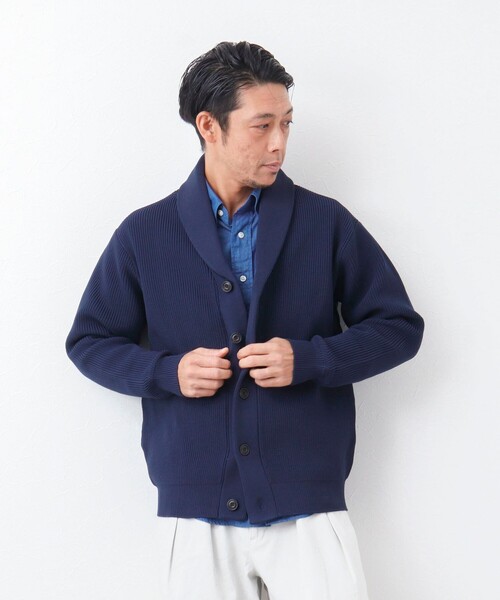 NOLLEY'S goodman（ノーリーズグッドマン）の「【WORK ABOUT/ワークアバウト】片畦ショールカラーカーディガン（カーディガン/ボレロ・メンズ・ベージュ/ネイビー/ブルー系その他・L/M）」の20枚目の写真