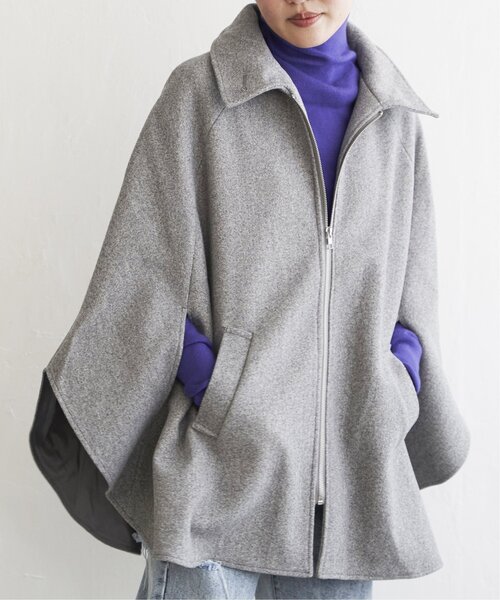 VENCEEXCHANGE（ヴァンスエクスチェンジ）の「フェイクウールポンチョコート（ポンチョ・レディース・ブラウン/ブラック/グレー・FREE）」の19枚目の写真