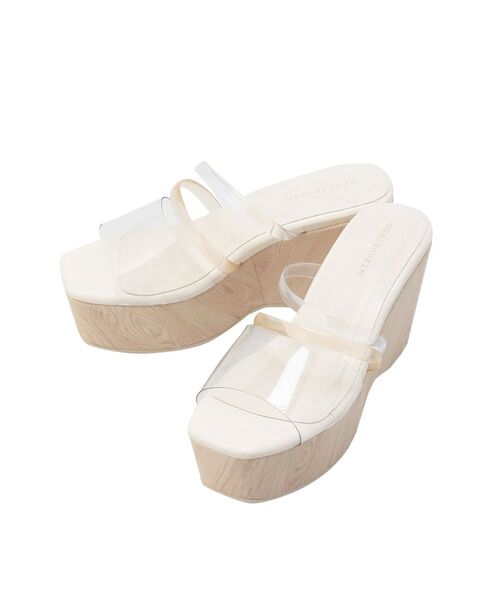 MERCURYDUO（マーキュリーデュオ）の「ウッド調クリアチューブウェッジサンダル（サンダル・レディース・ブラック/クリア/ブラウン/グレー・38/36）」の21枚目の写真