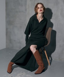 WONEM | オープンカラーブラウジングニットロングワンピース(ワンピース)