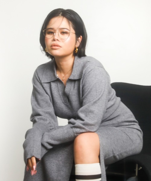 WONEM（ウォンエム）の「オープンカラーブラウジングニットロングワンピース（ワンピース・レディース・カーキ/グレー・FREE）」の16枚目の写真