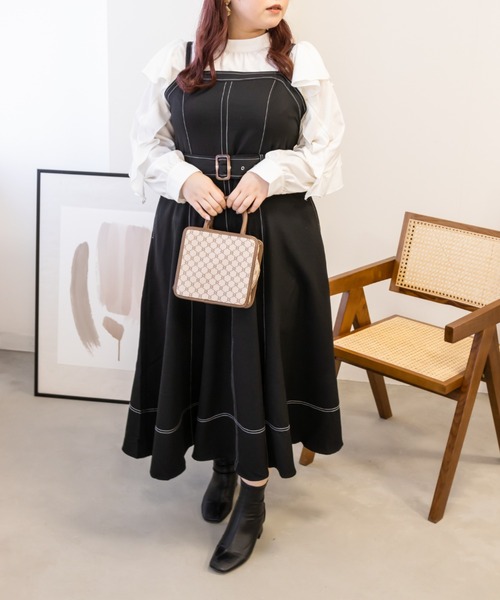 CLETTE(クレット)の「フリル袖プチハイネックブラウス(シャツ/ブラウス・レディース・オフホワイト/ブルー/ラベンダー・4L/3L/LL)」の11枚目の写真