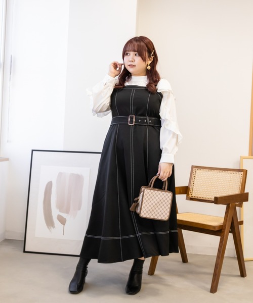 CLETTE(クレット)の「フリル袖プチハイネックブラウス(シャツ/ブラウス・レディース・オフホワイト/ブルー/ラベンダー・4L/3L/LL)」の12枚目の写真