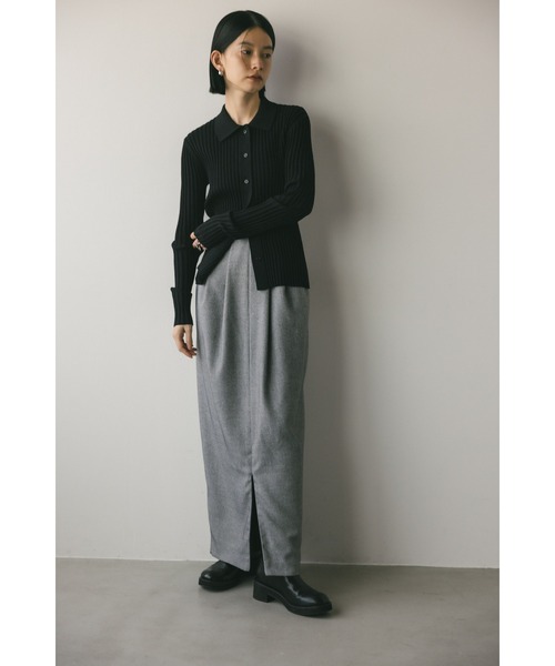STYLEMIXER（スタイルミキサー）の「コンパクトリブニットシャツ（ニット/セーター・レディース・グリーン/アイボリー/ブラック・FREE）」の8枚目の写真