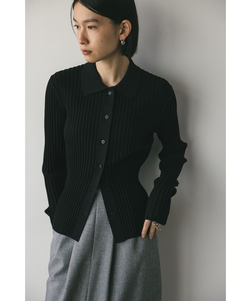 STYLEMIXER（スタイルミキサー）の「コンパクトリブニットシャツ（ニット/セーター・レディース・グリーン/アイボリー/ブラック・FREE）」の12枚目の写真