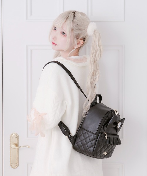 Pal elfy(パルエルフィー)の「キルティングリュック(バックパック/リュック・レディース・ブラック/オフホワイト・フリー)」の13枚目の写真