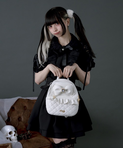 Pal elfy(パルエルフィー)の「キルティングリュック(バックパック/リュック・レディース・ブラック/オフホワイト・フリー)」の7枚目の写真