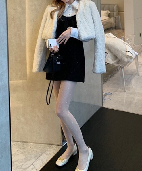 gossip！ロサンゼルス（ゴシップロサンゼルス）の「YUGA　Vネックショートコート（ノーカラージャケット・レディース・ホワイト・M/L）」の15枚目の写真